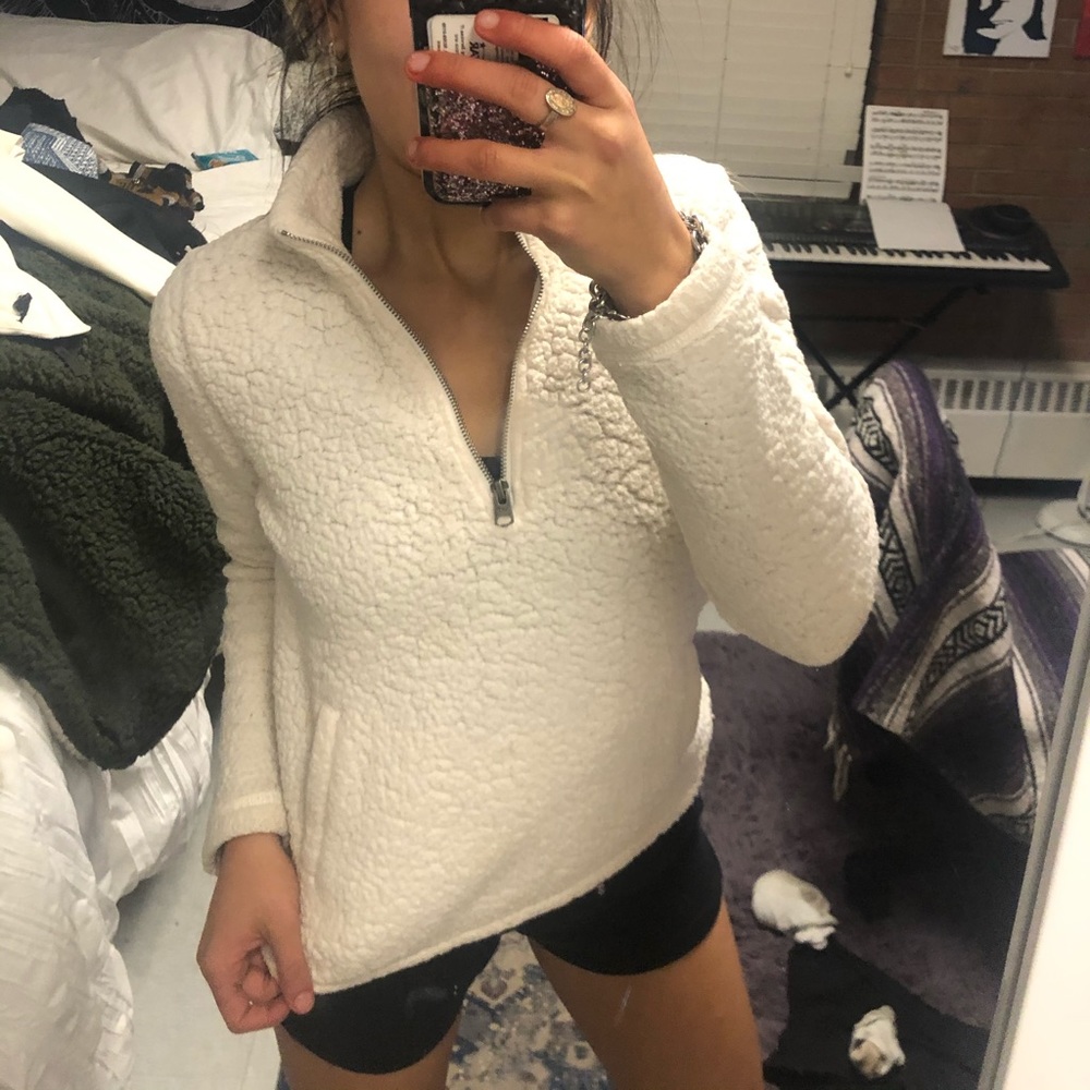 Abercrombie and Fitch quarter zip white pullover